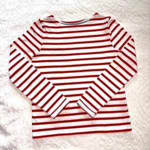 Boden Red and White Striped Long Sleeve Tee